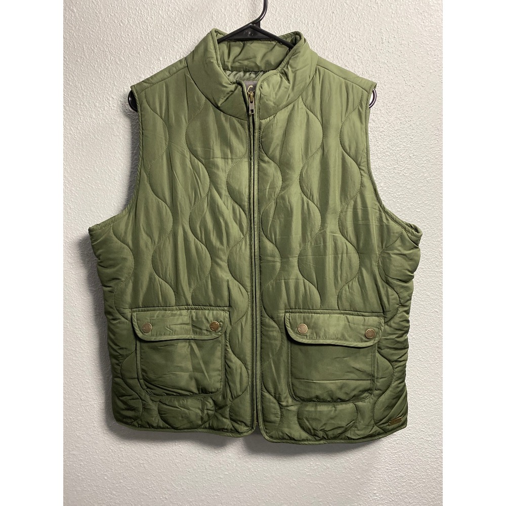 Natural Reflections Mens XL Olive Green Onion Quilted Full Zip Puffer Vest Outdo